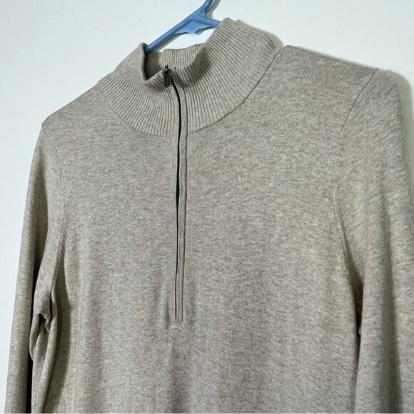 Tommy Bahama Pickford Tan 1/4 Zip Sweater Dress Medium EUC - Picture 4 of 7